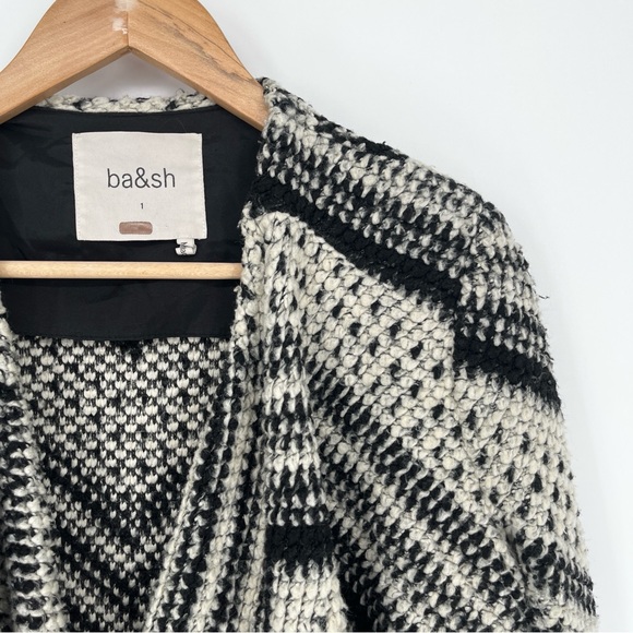 ba&sh Icare Open Front Knit Cardigan Black White - 1 (US Small) - Picture 4 of 11